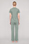 Women's Mint Green Classic Shirt Collar Pajama Set - 5
