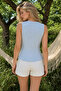 Blue Women's Button Detailed Corset Blouse - 3