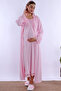 Comfortable Cut Cotton Dressing Gown Maternity Nightgown Set Effortt - Pink - 7