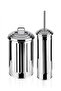 Trash Can Toilet Brush Bathroom Set Chrome - 2