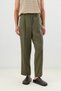 Khaki Linen Blend Men's Trousers with Elastic Waist
