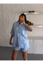 Women's Embroidered Striped Shirt and Shorts Set - 3