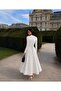 Women's Waist-Slit Polka Dot Patterned Lace-Up Victorian Dress - 7