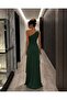 Emerald One-Shoulder Draped Long Evening Dress with Buckle Accessories 583423 - 4