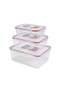 Clear Plastic Food Storage Containers Set of 3, Rectangular, Airtight Locking Lids, Kitchen Organiser