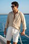Pacho Premium 100% Cotton Men's White Elastic Lace-Up Regular Fit Shorts - 2