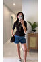 Huden Brown Gathered Half Sleeve Blouse - 2