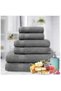 Safi Plus Towel Set Luxury Hotel Quality 500 GSM Genuine Combed Cotton, Super Soft & Absorbent Family Bath Towels 6 Piece Set - 2 Bath Towels, 2 Hand Towels, 2 Washcloths - Dark Grey - 7