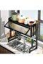 Dish Rack Organizer Stainless Steel with Doors Over Sink Dish Drying Rack Storage Rack Kitchen Dish Drainer Nonslip Kitchen Multipurpose Rack Dust-Proof - 2