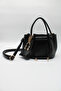 Women's Black Drawstring Crossbody Hand and Shoulder Bag with Charm Accessories - 4
