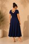 Women's Plus Size Back Cross Detail U-Neck Short Sleeve Flared Long Modal Stretchy Dress - 5