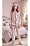 Girl's Cotton Heart Patterned Sleepwear Set with Sleeping Glasses - 3