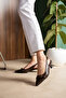 Two-Buckle Hazelnut Heeled Women's Shoes 4 cm Skin Brown - 4