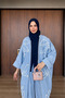Women's Sequin Embroidered Bat Sleeve Denim Kimono Cardigan Bottom Top Set
