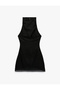 Halter Neck Lace Detailed Linen and Viscose Blend Sleeveless Mini Dress - 6