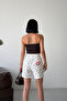 Women's Cotton White Polka Dot Mini Denim Shorts - 2
