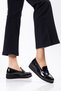 Large Size Women's Wedge Heeled Casual Shoes Black Patent Leather Belted Model - 4