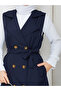 Women's Double-Breasted Buttoned Belted Long Vest Rc3150 - 7