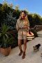 Women's Camel Shirt Shorts Set |   Elastic Waist Comfortable Cut Mlb234 - 2