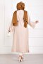 Gold Buttoned Lace-Up Long Kimono Beige - 5