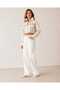Women's Cream Stone and Seashell Embroidered Gabardine Crop Jacket Seasonal Design Jacket - 4