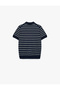 Short Sleeve Buttoned Striped Polo Collar Knitwear School T-Shirt - 5