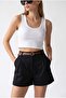 2187 Women's High Waist Belted Pleated Pocket Shorts Black - 2
