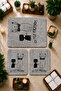 Non-Slip Based Washable 3-Piece Plain Gray Bath Mat and Toilet Set – Cat Pattern Bathroom Rug - 3