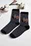 Boy's 9-10 Years Old Polka Dot Patterned Black Gray 5-Piece Sock Set - 2
