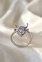 Astrological Taurus Symbol Design Ring with Chalcedony Natural Stone - 2