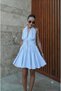 Women's Halter Neck Mini Dress Backless Waist Cinched Summer Chic Casual Dress - 3
