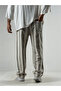 Striped Beige Linen Men's Baggy Trousers Coc3290 - 5