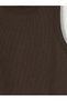 Vizyon New Season Brown Crew Neck Women's Ribbed Undershirt - 6