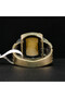 Antimony Silver Amber Ring – 10.25x22.5mm Honey Yellow Cabochon Men's Ring 6g - 5