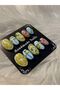 Handmade Press-On Nails Set - Size Short 3D Lemon Slice Mediterranean Tile Blue Stripes & Floral Short Oval Custom Gel Nails - 2