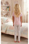 Girl's 100% Cotton Compact Combed Cotton Buttoned Crew Neck Pajama Set - 4