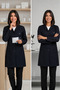 Women's Shirt Collar Long Sleeve Long Length White, Black, Navy Blue Alpaca Fabric Doctor and Nurse Coat - 7