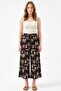 Women's Black Beige Patterned Wide-Leg Trousers - High-Waisted Atlas Pants