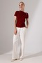Women's Modal Brooch Detailed Draped Short Sleeve Blouse - 3