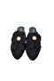 Women's Flat Thin Sole Closed Front Pearl Detailed Knitwear Slippers