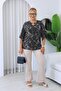Plus Size Blouse with Flounce Sleeves and Accessory Detail at the Collar - 2