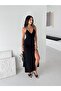 Women's Tie-Detail Deep Slit Low-Cut Dress - 3