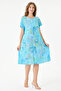 Turquoise Italian Floral Patterned Double Side Pocket Dress 38 - 44 Size - 3