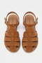 Women's Tan Suede Genuine Leather Sandals with Straps, Flat Heels, Side Open, Size 36-41 - 5