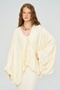 Women's Satin Look Balloon Sleeve Tie-Back Blouse + Undershirt Two-Piece Set