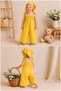 Yellow Girls' Jumpsuit – 100% Cotton, Tie-Strap, Wide-Leg Summer Jumpsuit with Bandana Set - 4