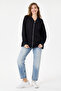 Black Italian 100% Linen Low Sleeve Zippered Oversize Linen Jacket Blouse with Tie at Hem Size 40 - 44 - 6