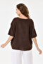 Brown Italian 100% Linen Stone Oversize Linen Blouse Size 38 - 42 - 5