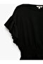 Slim Fit Waist Accent Gipeli Crew Neck Ruffle Short Sleeve Blouse - 3