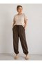 55% Linen 45% Lyosell Loose Trousers with External Pockets and Elasticated Feet and Waist - 3